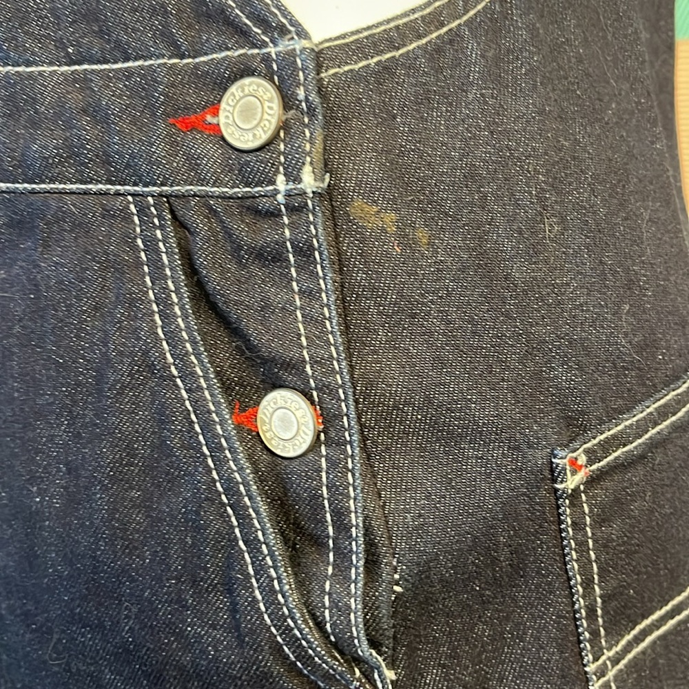 Dickies overall denim dress size medium red dark denim - Picture 6 of 7